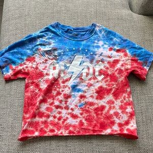 This is red white and blue acdc crop top.